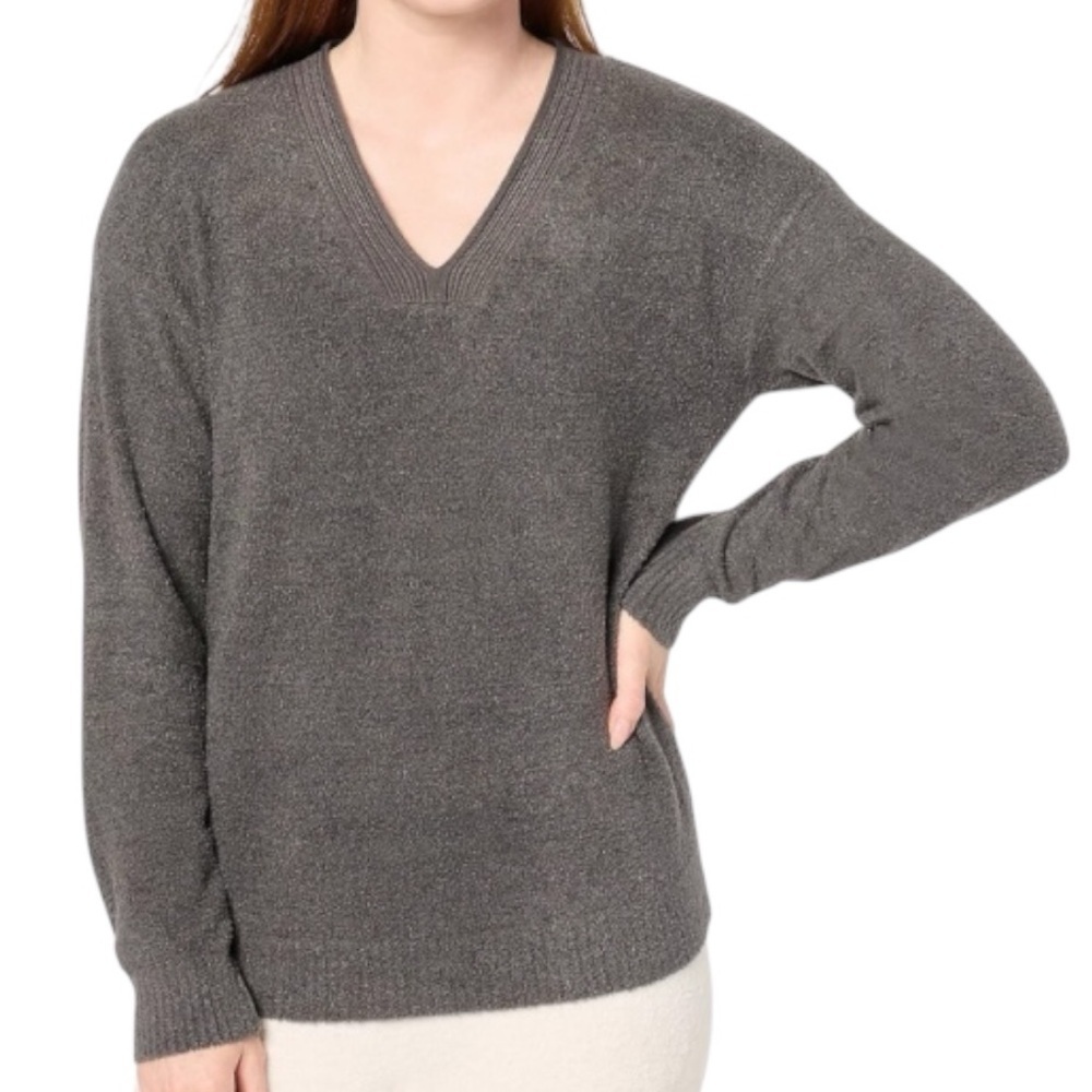 Barefoot Dreams CozyChic Lite Core Spun Carbon Gray Sweater Women’s Size XS